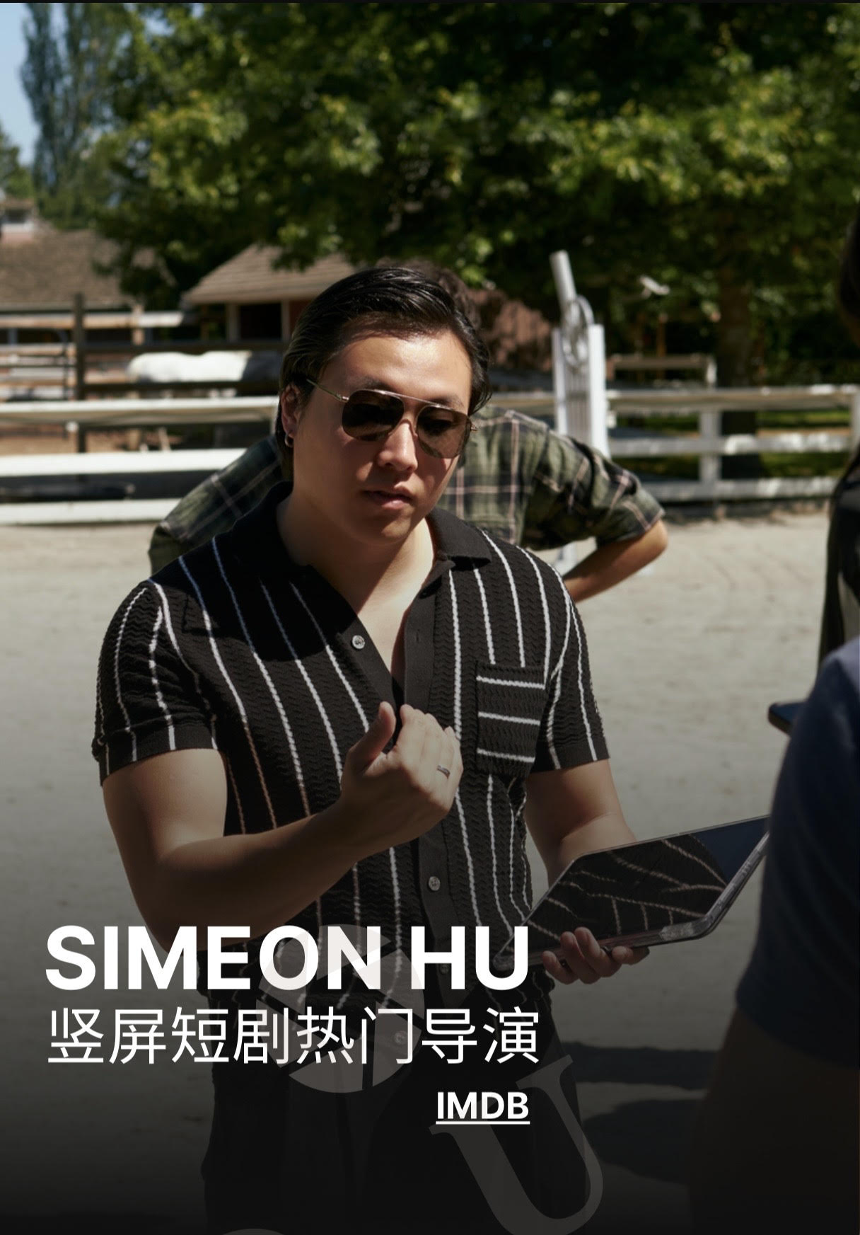 Simeon Hu on set